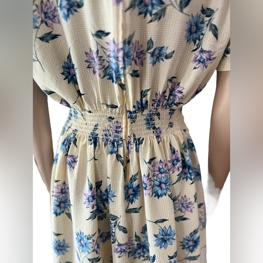 Whirlaway Frocks yellow Cottagecore floral Secretary Dress-10 - Picture 5 of 8